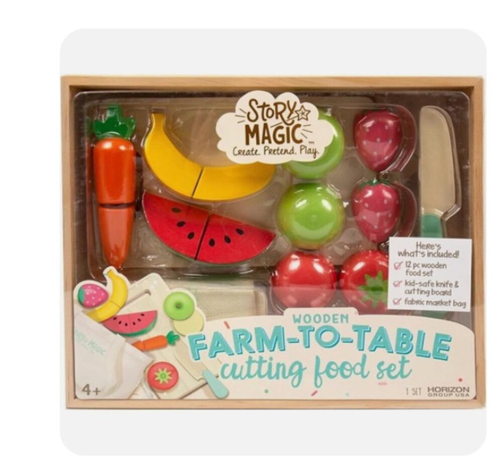 KIDS WOODEN FRUIT AND VEGGIE PLAY CUTTING BOARD SET | BRAND NEW